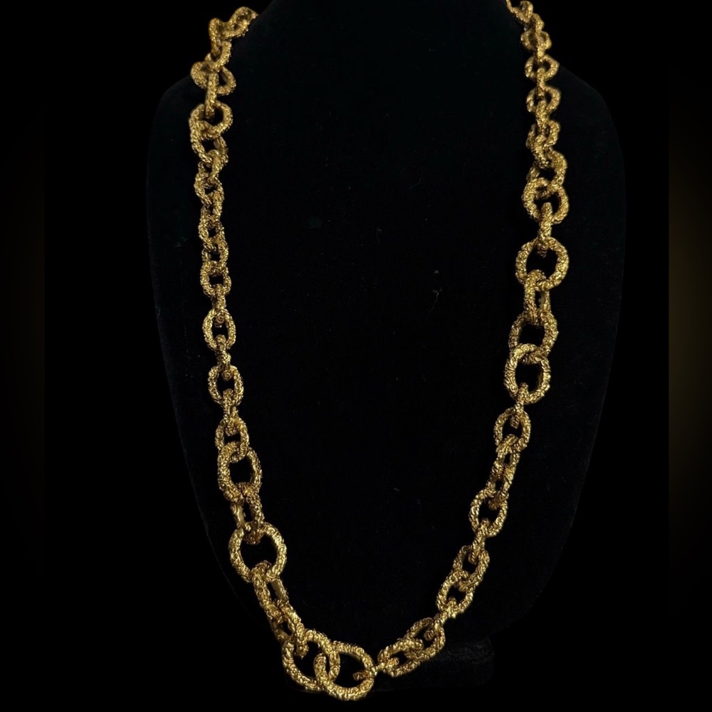 Chanel Vintage Rare Gold Plated Lava Chunky Chain Necklace